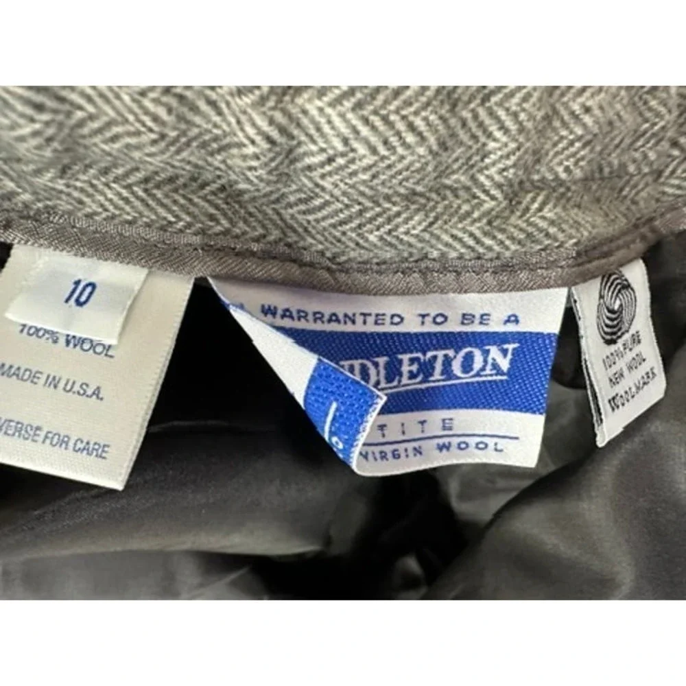 80s VTG Pendleton Petite 100% Virgin Wool 3pc Gray/Brown Herringbone Sz 10